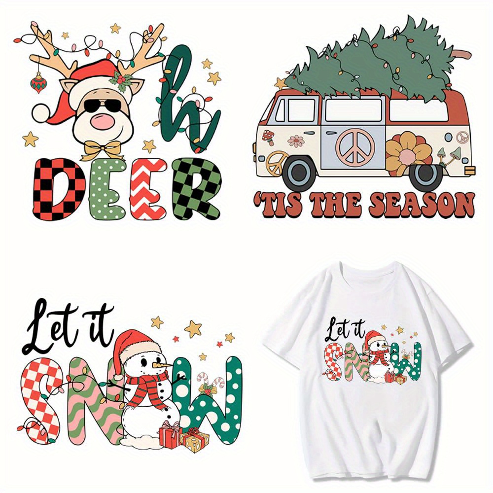 9PCS Christmas Girl Small Size Iron On Decals Thermal Transfer Stickers for  Clothing Sublimation Patches Iron On Transfer Designs Heat Press Vinyl for