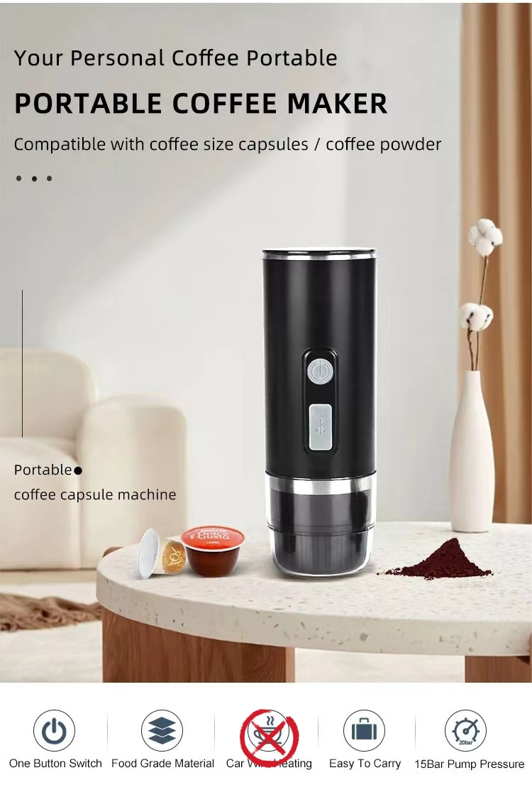 Portable Coffee Machine Mini Hand Press Car Coffee Maker Outdoor Travel  Capsule & Powder - 7Store