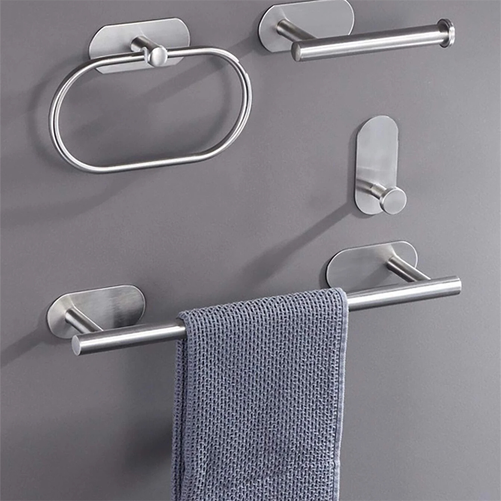 Adhesive Hooks Stainless Steel Bath Towel Holders No Drilling