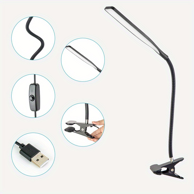 Led Swing Arm Table Lamp Clamp Flexible Gooseneck Task Lamp - Temu