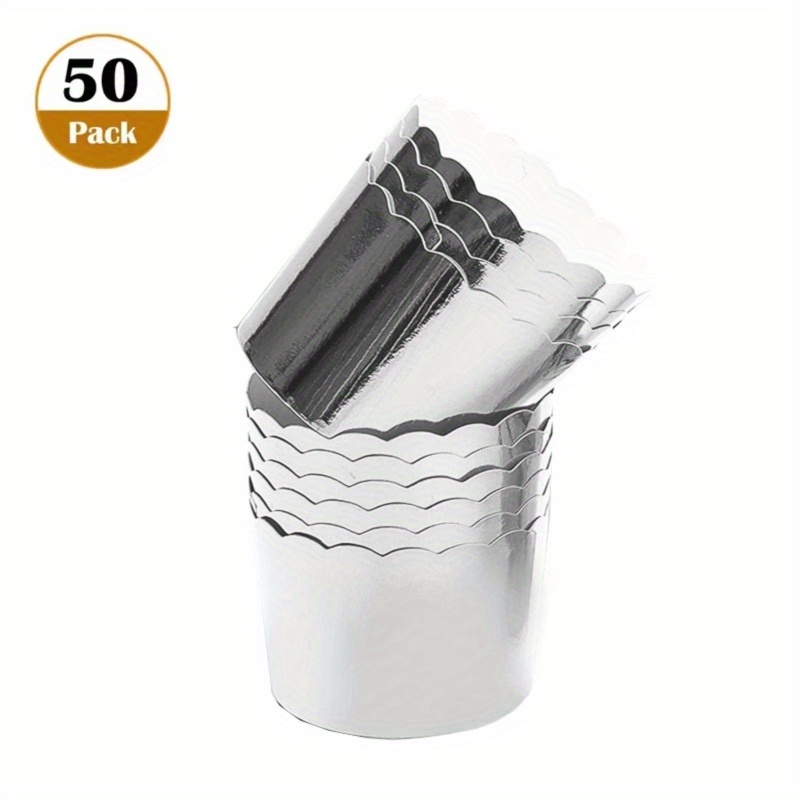 50pcs Aluminum Foil Cupcake Paper Cupcake Liner Baking Cups Muffin Cupcake  Paper Cups Cake Baking Mold For Pastry Tools VC