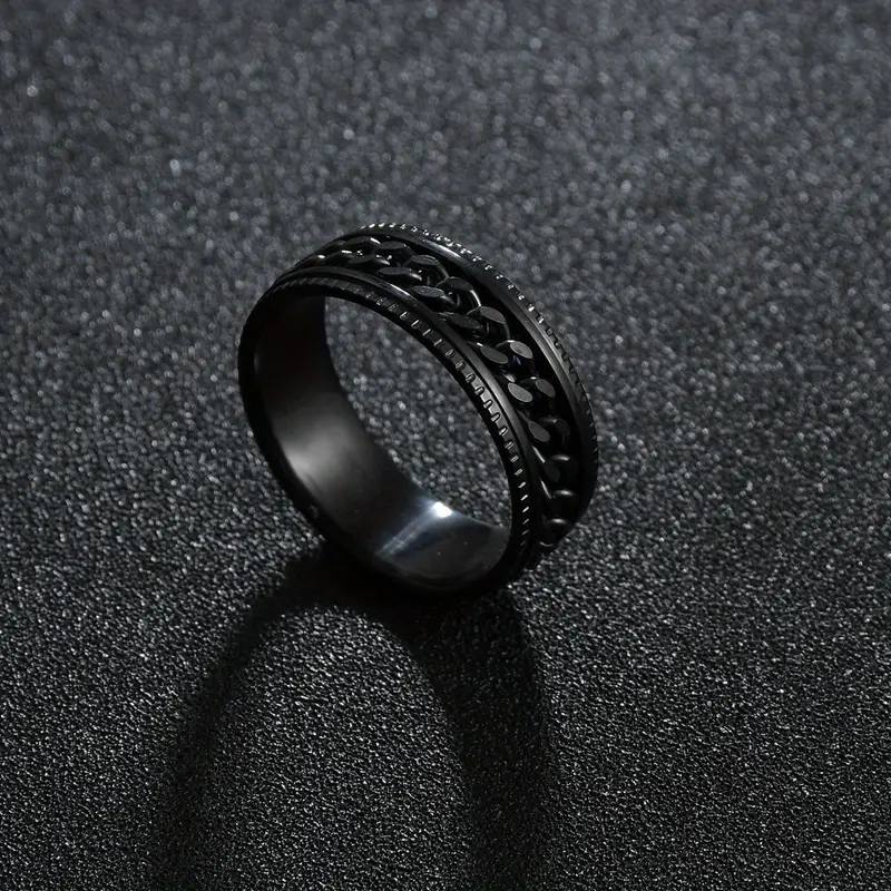 1pc stainless steel rotatable ring for men women high quality hip hop rock spinner chain ring punk fashion jewelry party gift Product details 3