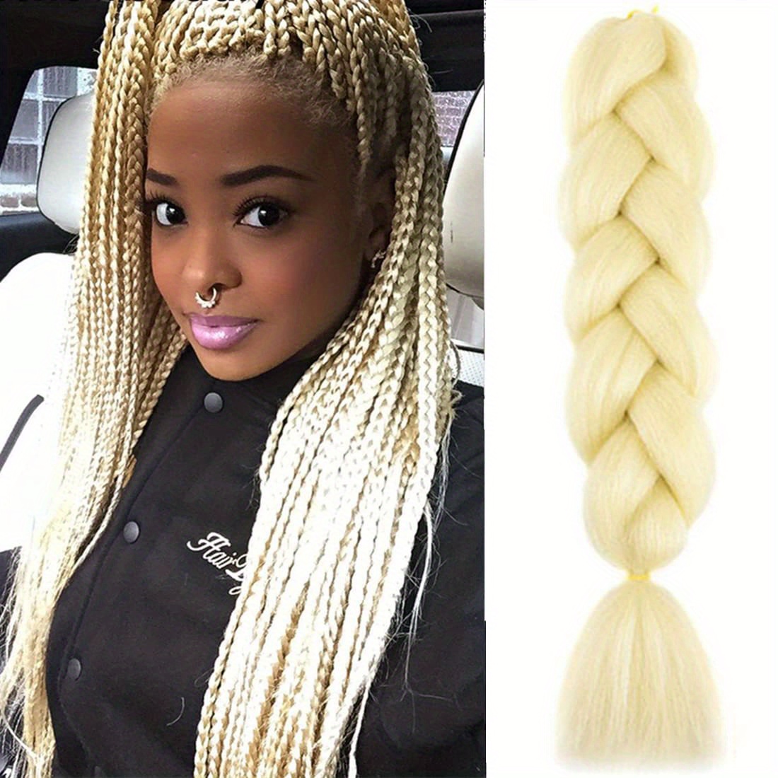 24 Inch Pure Solid Blonde Jumbo Braids Braided Ponytail Extension