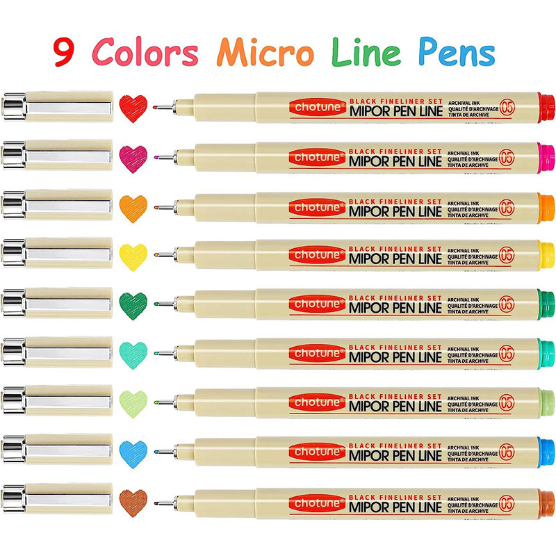 Micro Fineliner Drawing Art Pens: 12 Black Fine Line Waterproof Ink Set Artist  Supplies Archival Inking
