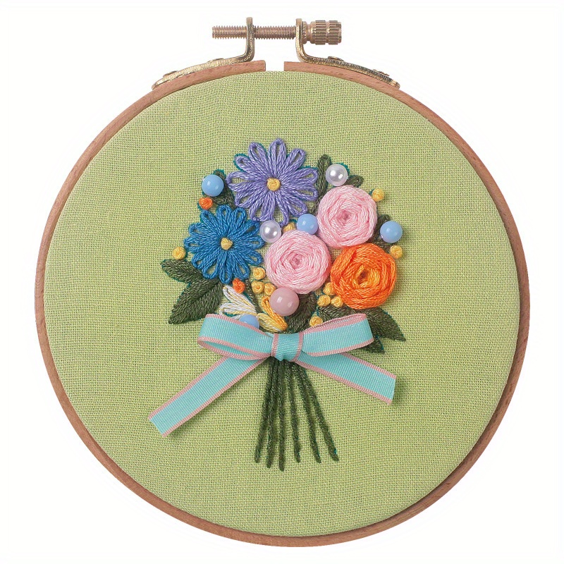 Diy Flowers Embroidery Kit Handmade Embroidery Tool Material - Temu,  Embroidery Kit For Kids