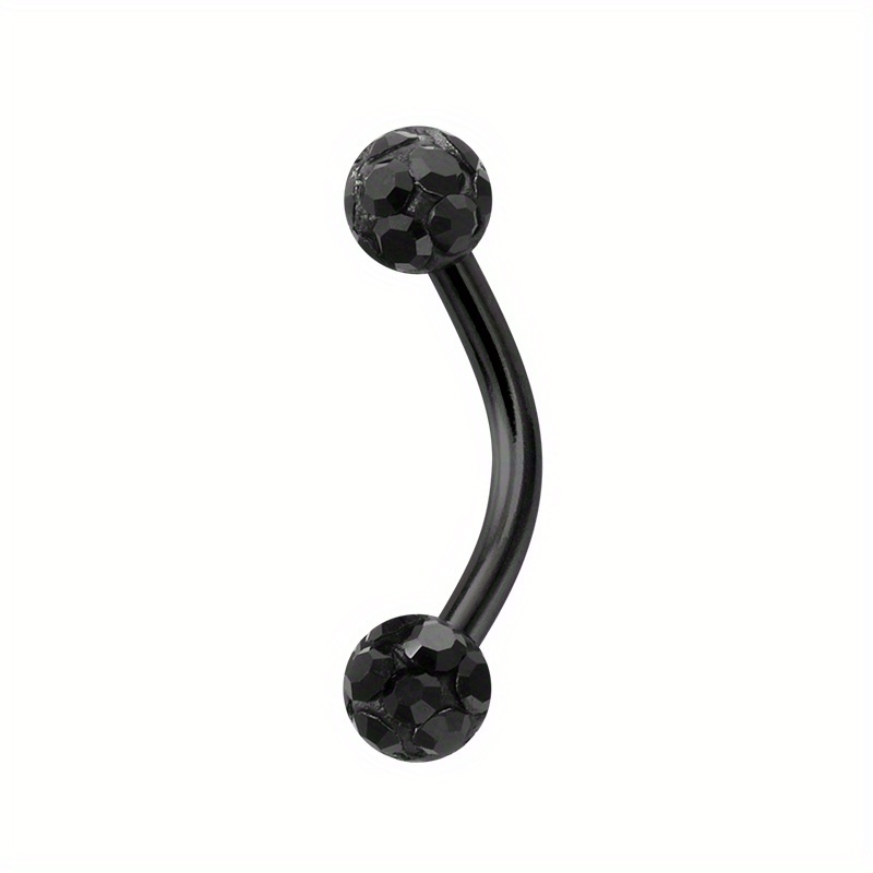 Rhinestone Curved Barbell Eyebrow Ring, Surgical Steel