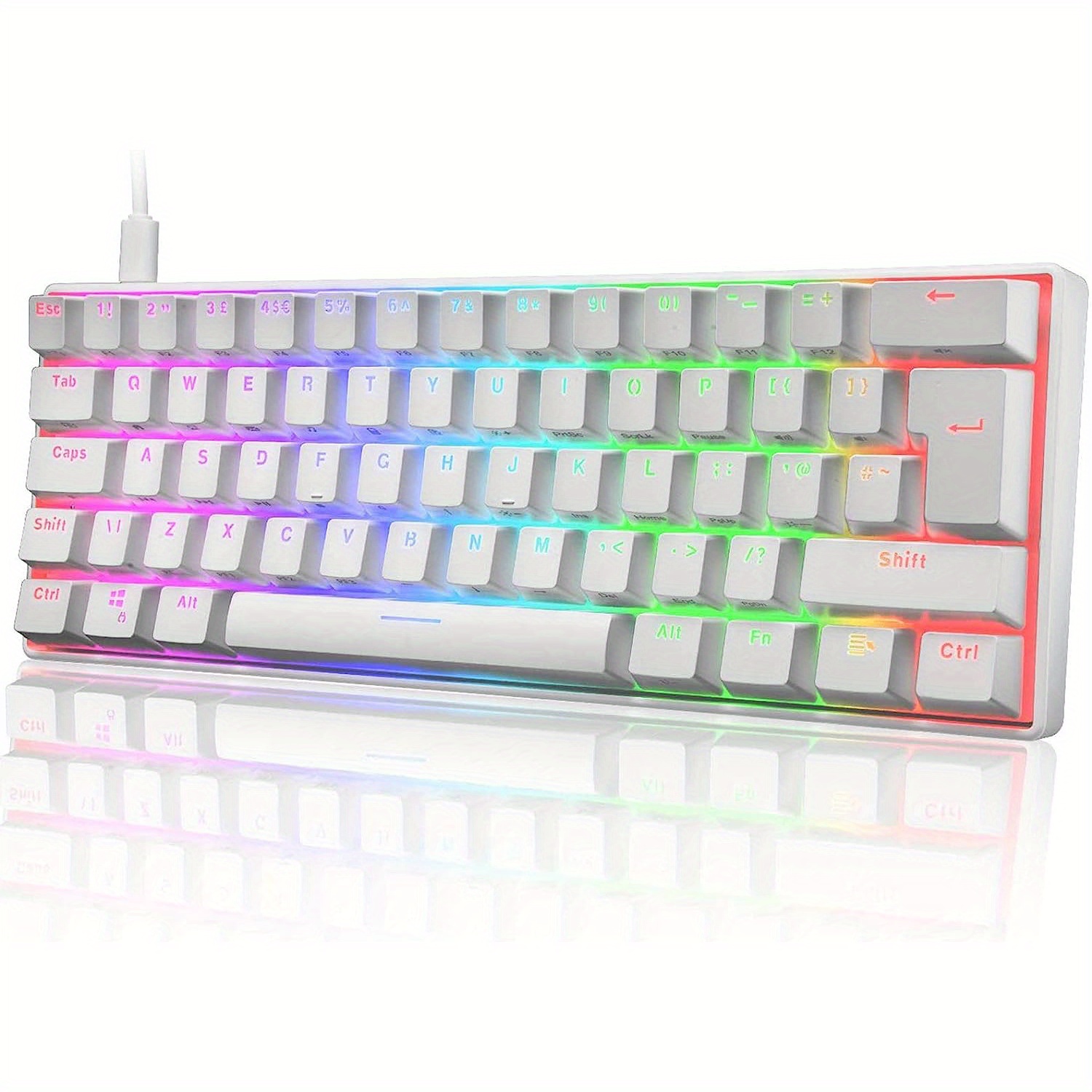 Wired Gaming Keyboard RGB Backlit Portable 60% Tenkeyless Keypad Mechanical  Feel