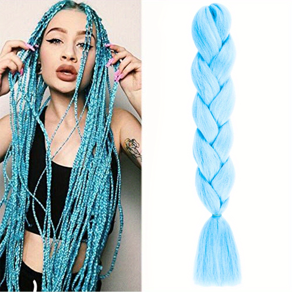 1pc Blue Jumbo Braid Synthetic Hair 24 Inch Hair Braiding Extensions Braids Box  Braid Hair Synthetic Hair To Braid (Over Forty Colors), Ombre Long  Synthetic Hair Braid, braided Natural hair extension, women's