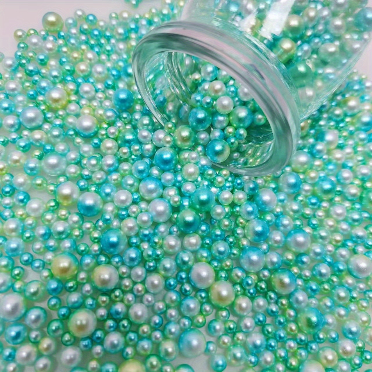 Galaxy Mermaid Half Pearl, ABS Pearls in Rainbow Gradient Color, Kaw, MiniatureSweet, Kawaii Resin Crafts, Decoden Cabochons Supplies