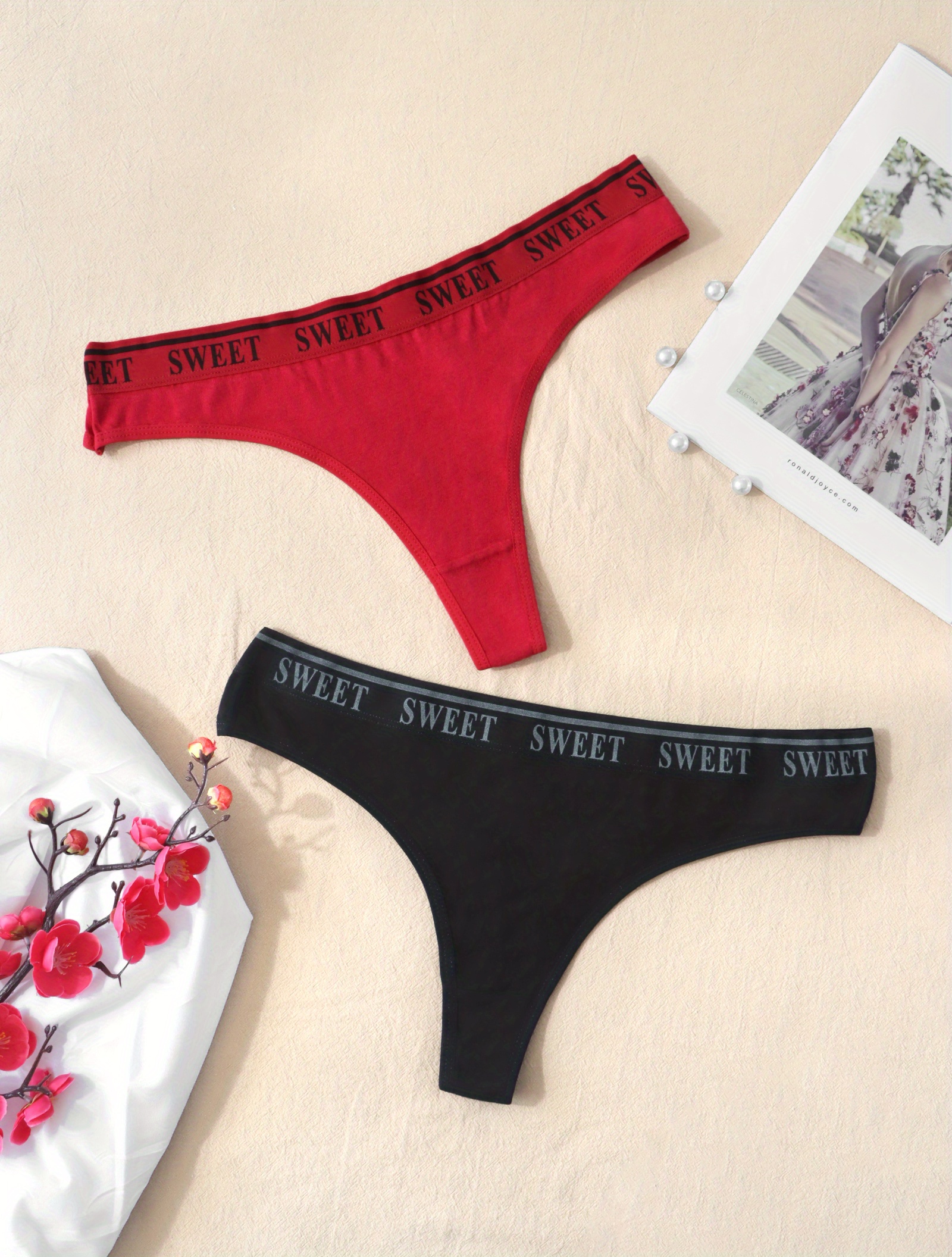 Letter Rhinestone Panties Soft Comfy Stretchy Intimates - Temu