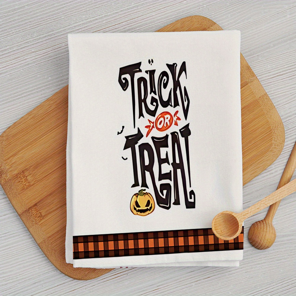 Decorative Towel Trick or Treat Halloween Set/2 Jacquard Kitchen 108128-108129, Men's, Size: 28 in H x 20 in W x .25 in D, Orange