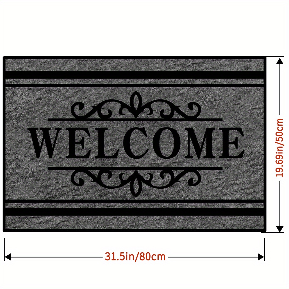 Gray text Front Door Mat Outdoor Entrance Doormat Non-Slip