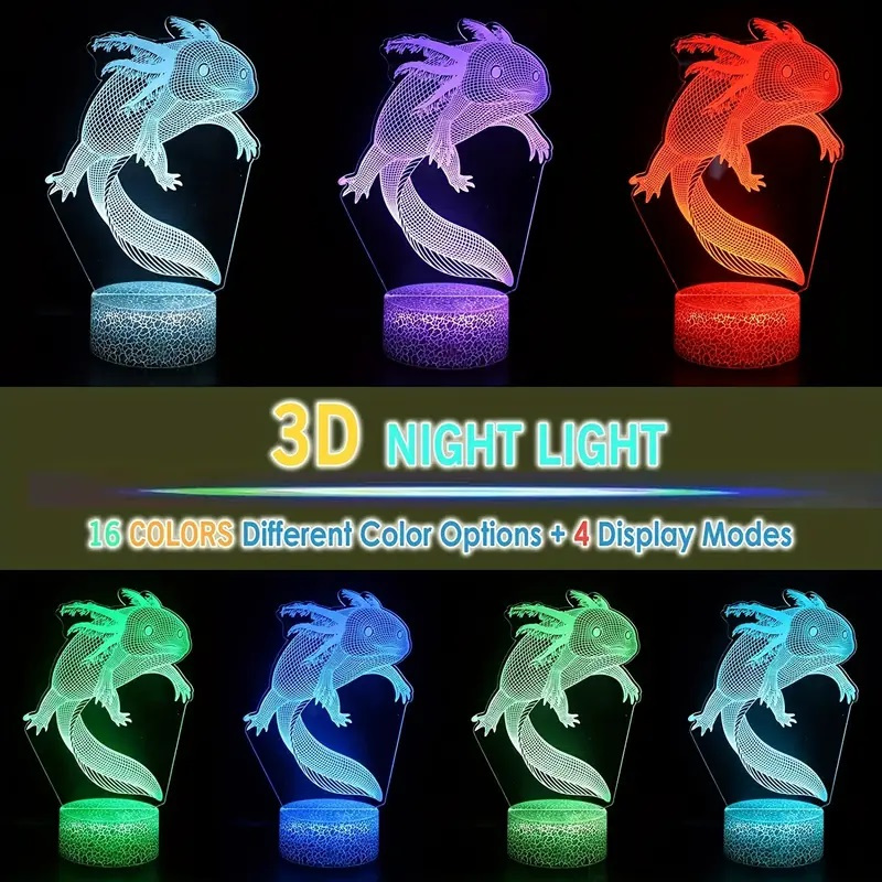 Axolotl Night Light 3d Illusion Lamp Axolotl Lights 16 - Temu