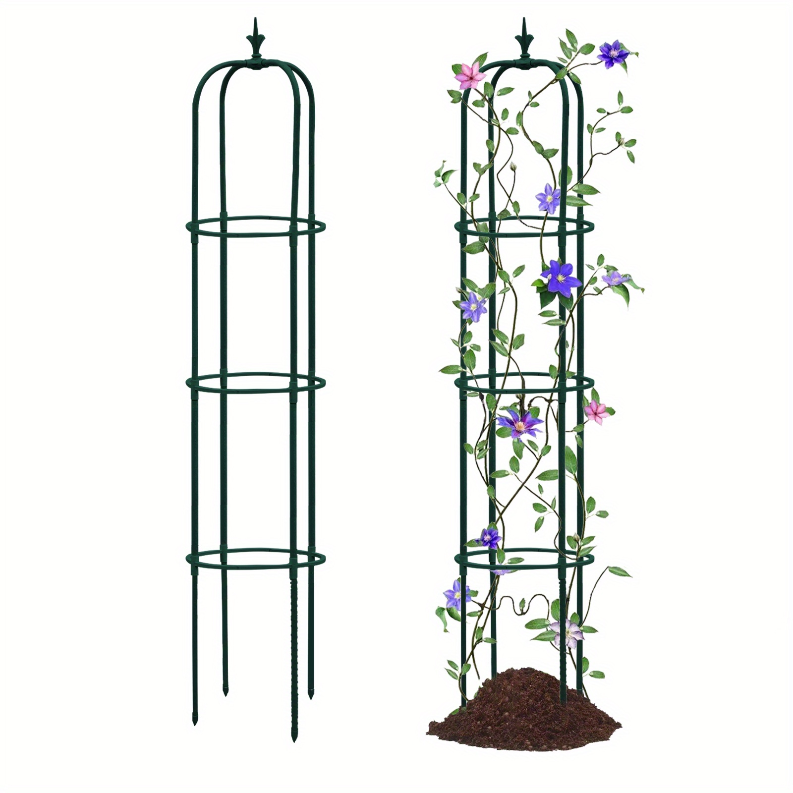 1pc tower obelisk garden trellis plant support for climbing vines and flowers stands black rustproof lightweight plant tower 60 2 11 2 inch green