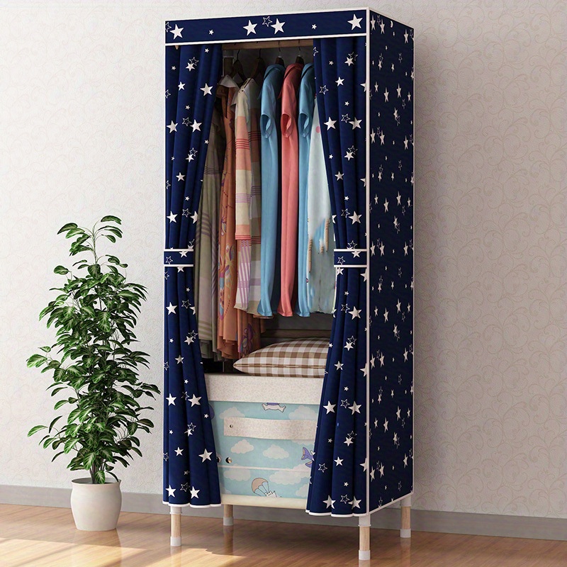 Simple Clothes Storage Wardrobe With Drawer And Dust - Temu