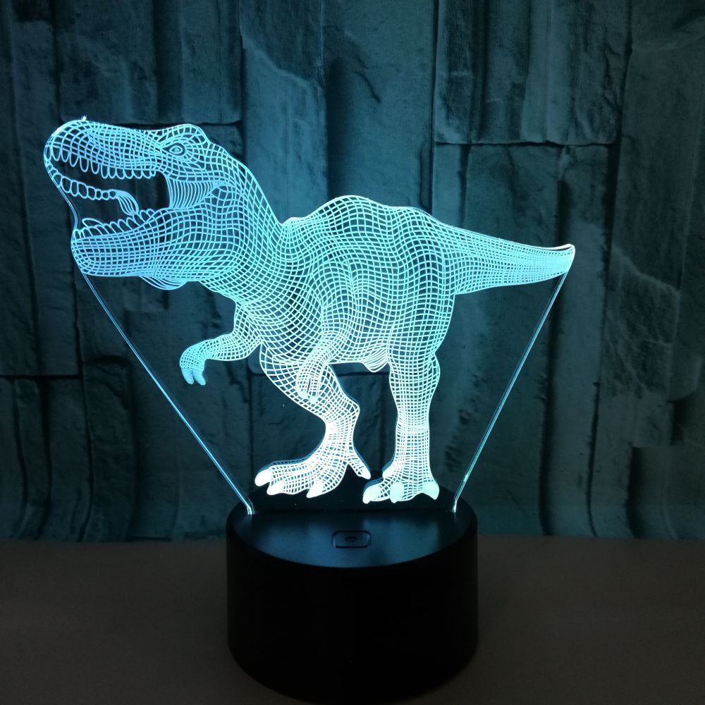 1pc 3D Dinosaur Night Light, Acrylic Night Light, 16 Colors Change Decor  LED Bedside Night Lamp With Remote Control Suitable For Bedroom, Dinosaur  Chr