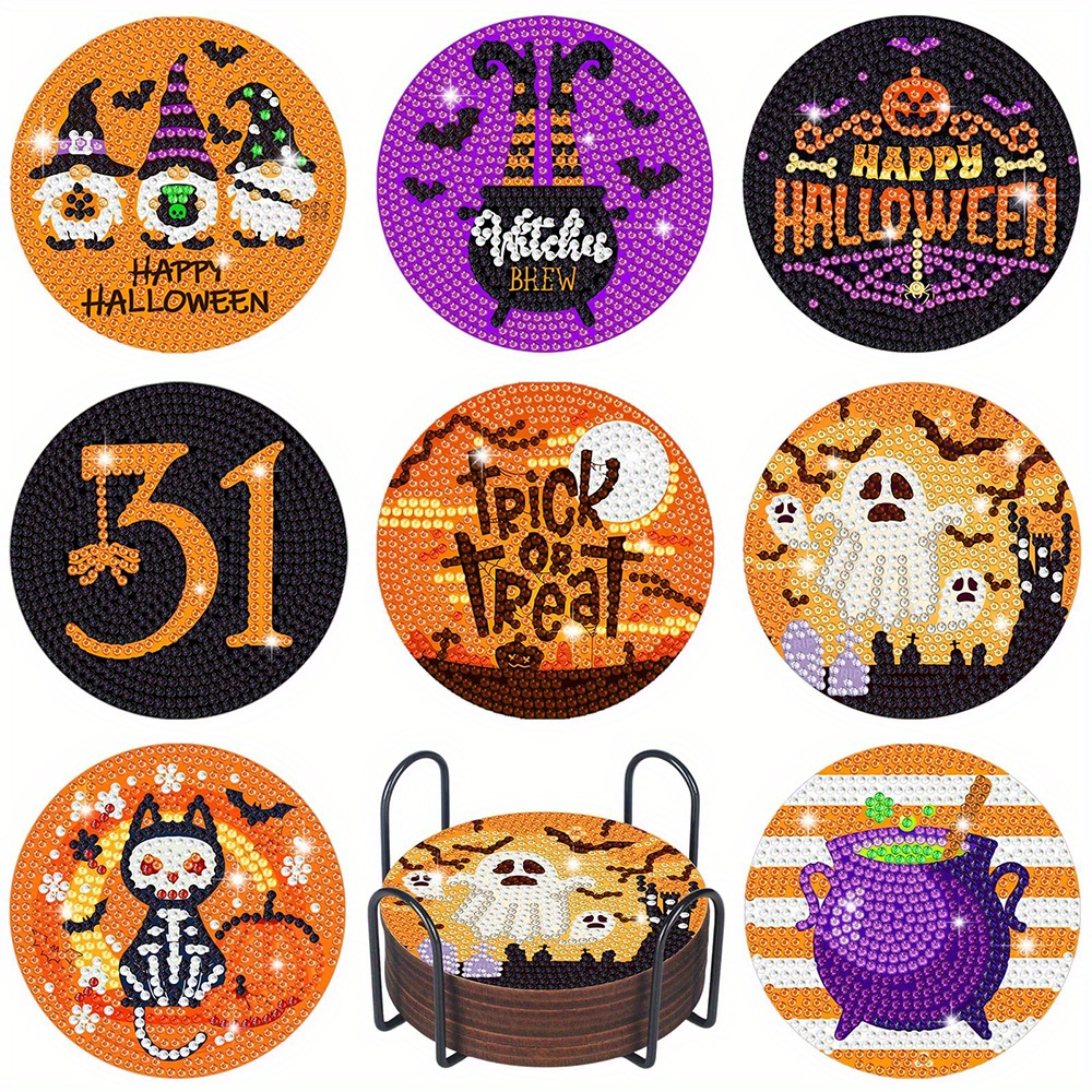 Halloween Diamond Painting Coasters Kits Diy Gnome Pumpkin Diamond Art  Mosaic Drink Cup Pad Table Placemat Cushion Insulation Pad Halloween Bat  Dwarf Cat Ghost Diamond Dot Coasters For Adults Craft Beginner Gift 