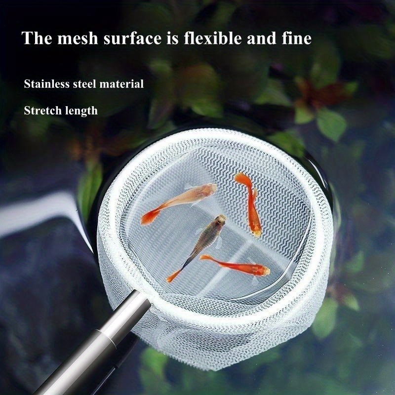 1pc Durable Stainless Steel Retractable Fish Net for Easy Skimming of Small  Fish and Shrimp in Aquariums