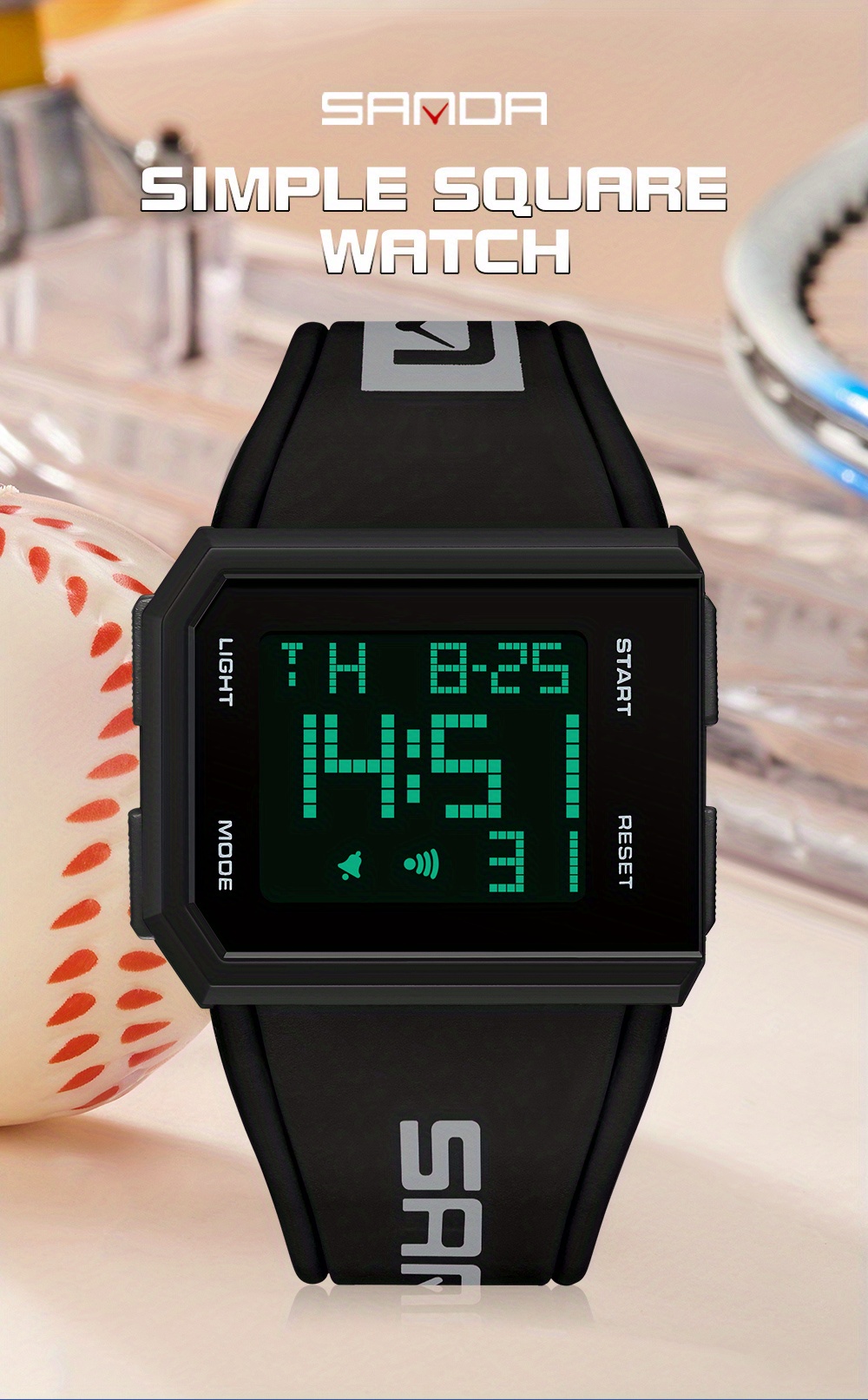 Sport Orologio Digitale, Donna / Uomo Square Led Watch Silicone Electronic  Watchblack Nero