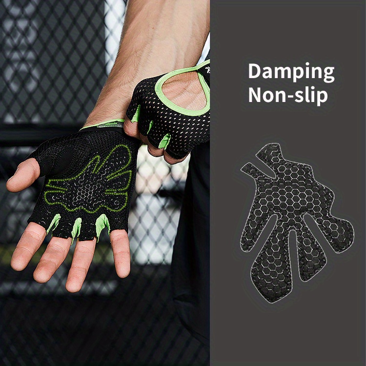 1 Pair REXCHI Half-Finger Fitness Gloves, Non-Slip, Sweat-Absorbent & Breathable, Polyester Knit Fabric, Palm Support, for Men & Women'S Training - Multiple Styles Available, Gym Gloves