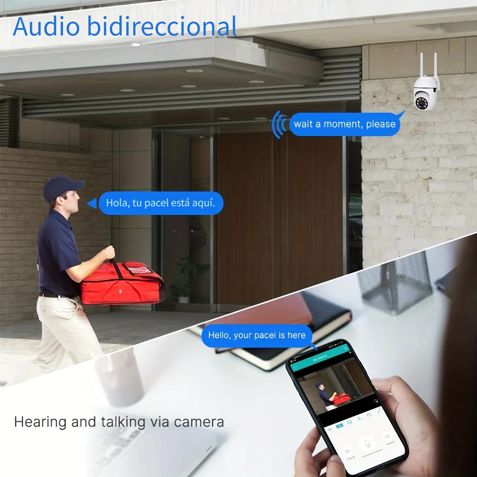 Terleaitor Cámara de Seguridad WiFi Visión Nocturna Vigilancia con  Microfono Mini espía App Control Sensor Movimiento Soporte de Cámara :  .com.mx: Electrónicos