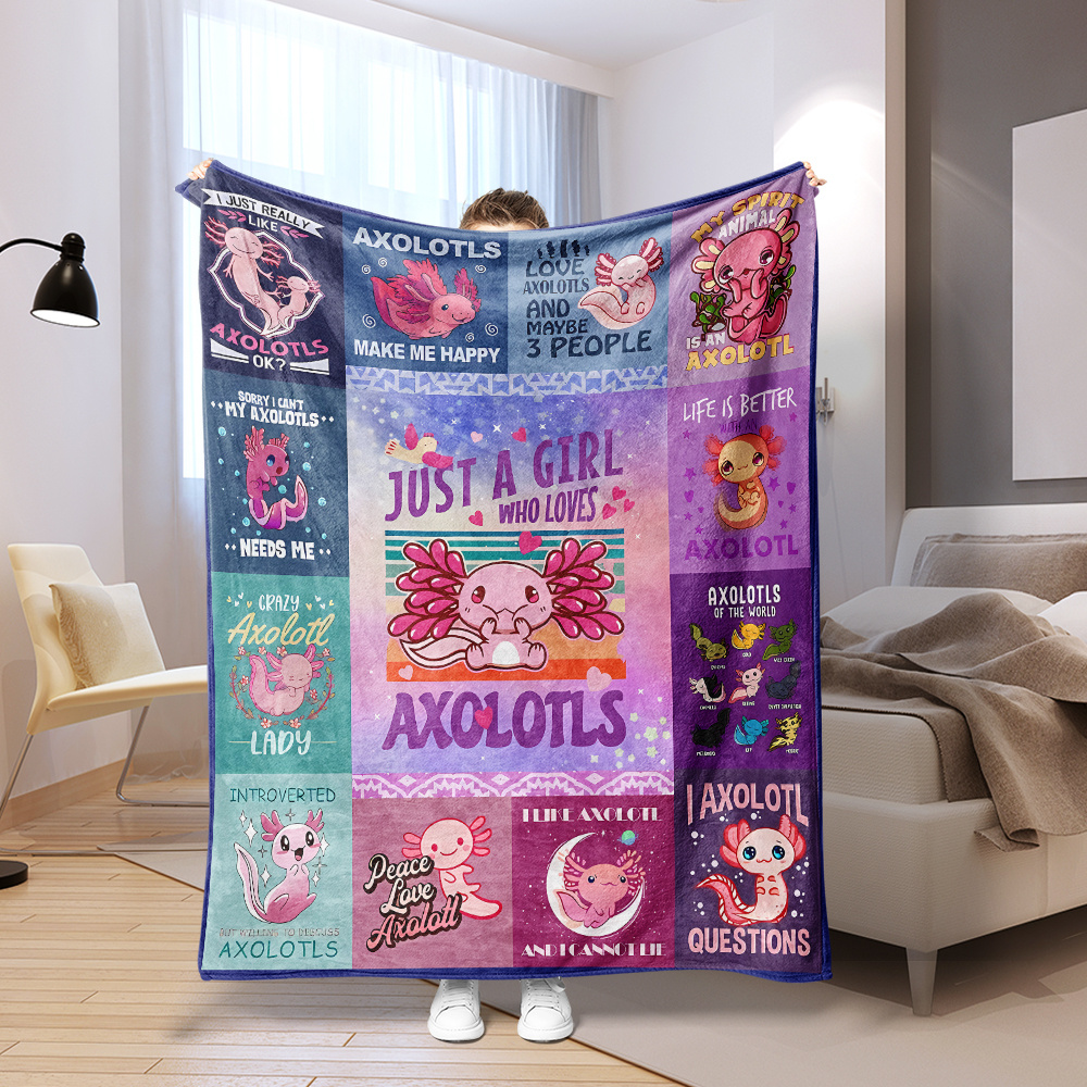 TKM Home Axolotl Blanket Axolotl Gifts For Girls Boys Soft Fleece