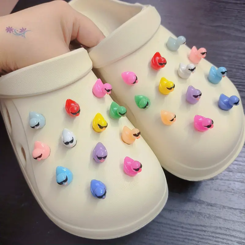 12/24pcs Multi-Color Cool Ducks Kawaii Shoes Charms for Clogs Sandals, Adorable Shoes Accessories Decoration for Boys Girls,Temu