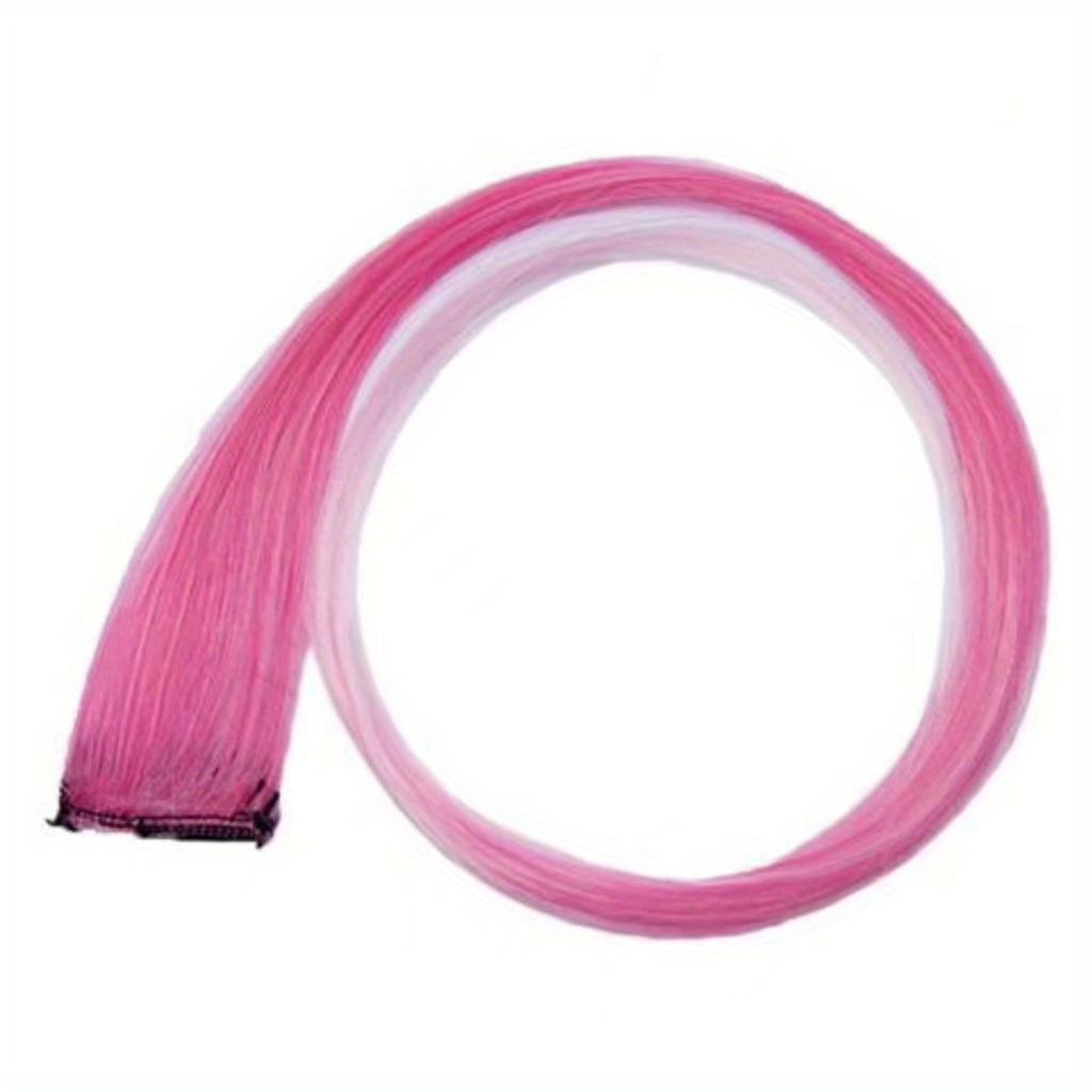 5pcs Colored Hair Extensions Synthetic Straight Rainbow Hair Piece