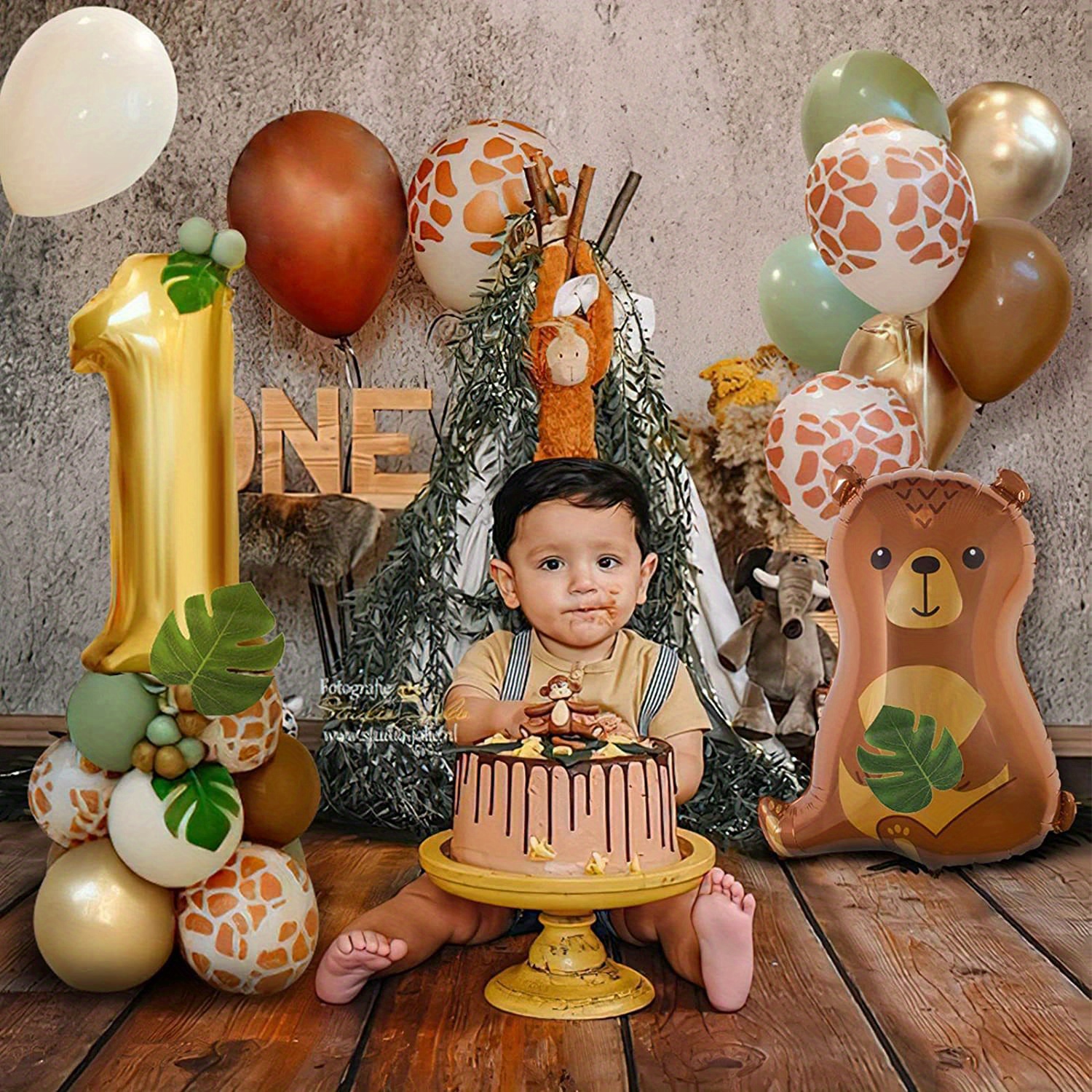 Ballons - Vert - Goud - Imprimé Animaux - 1 an - Bébé - Premier  anniversaire - Animaux
