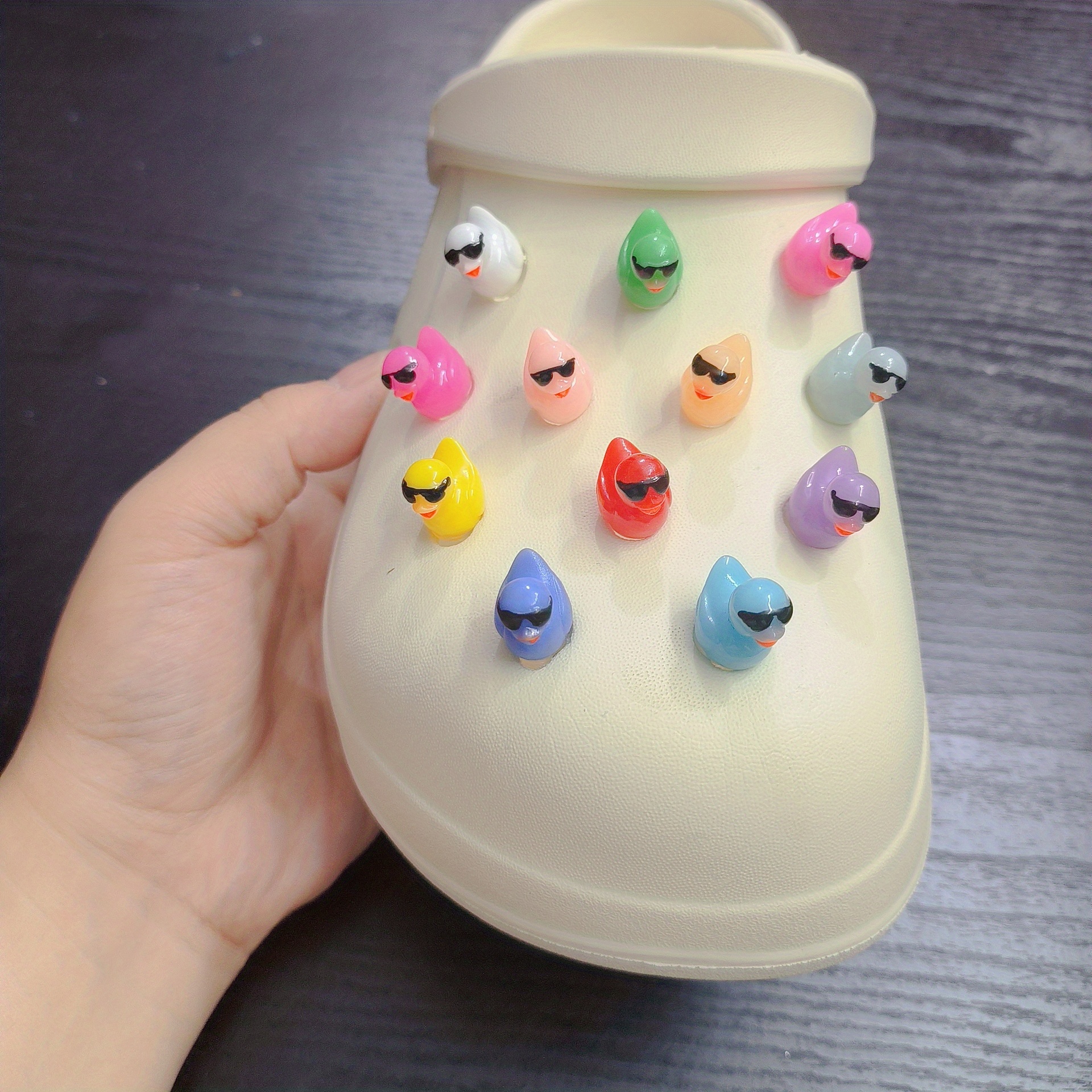 12/24pcs Multi-Color Cool Ducks Kawaii Shoes Charms for Clogs Sandals, Adorable Shoes Accessories Decoration for Boys Girls,Temu