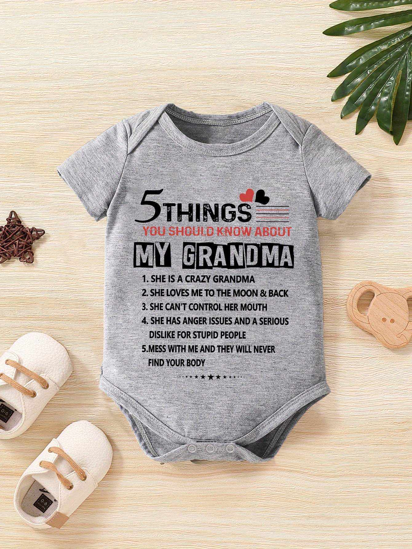 infant triangle jumpsuit with cute letter print short sleeved romper sleepwear 5 things you should know about my grandma details 0