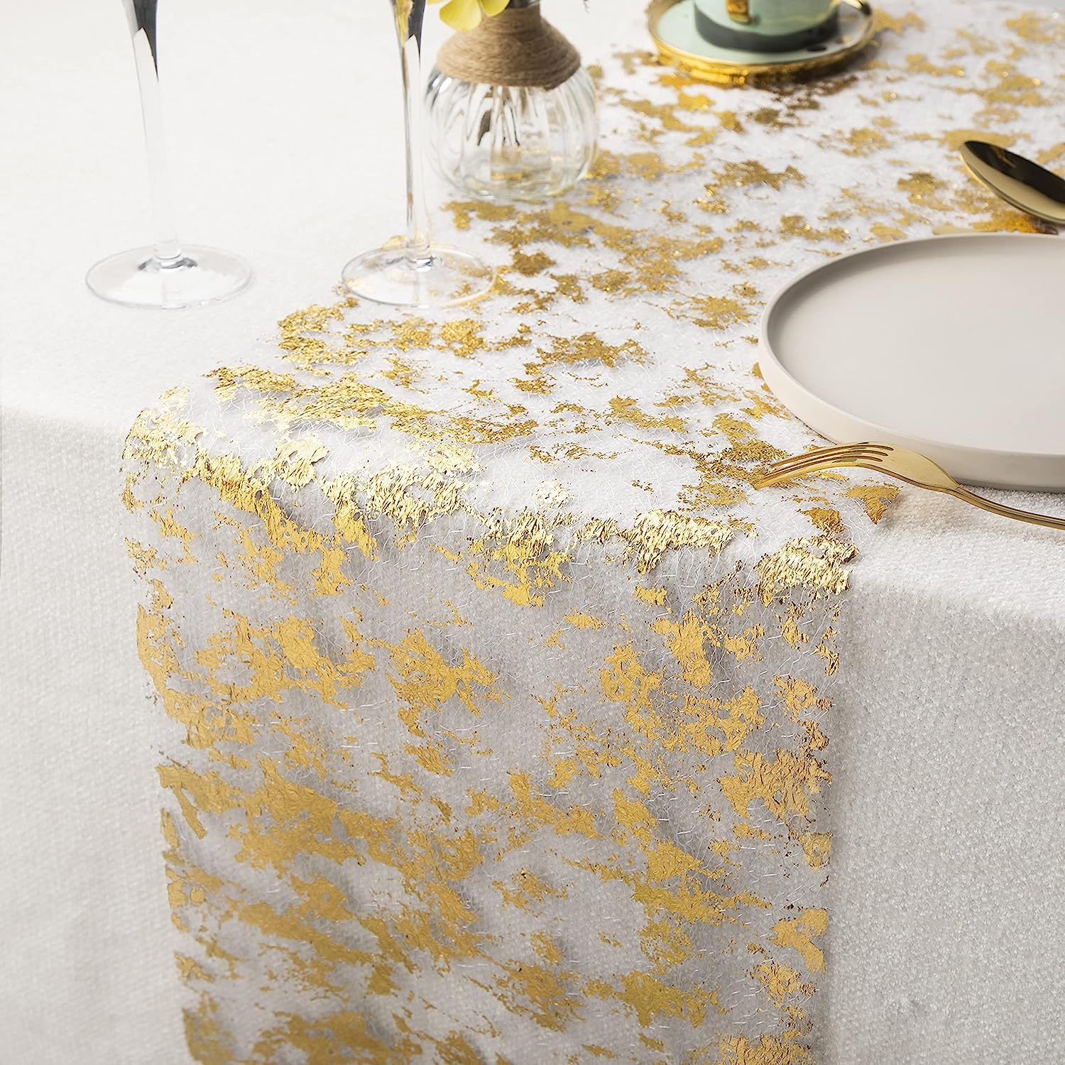 RUNNER TESSUTO PAILLETTES ORO DORATO NATALIZIO 30x183 CM DECORAZIONE IDEA  REGALO NATALE