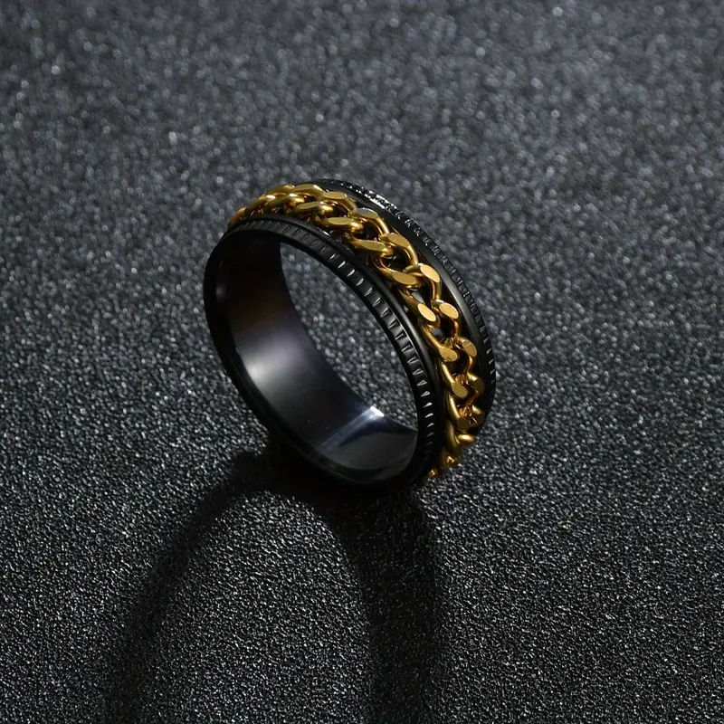 1pc stainless steel rotatable ring for men women high quality hip hop rock spinner chain ring punk fashion jewelry party gift Product details 4