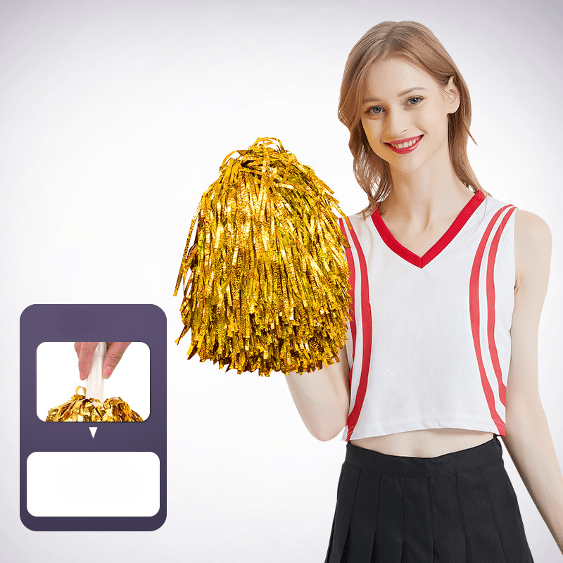 10K Yellow Gold Cheerleader Pom Poms Pendant Charm Necklace Sport  Cheerleading: 31924229832773