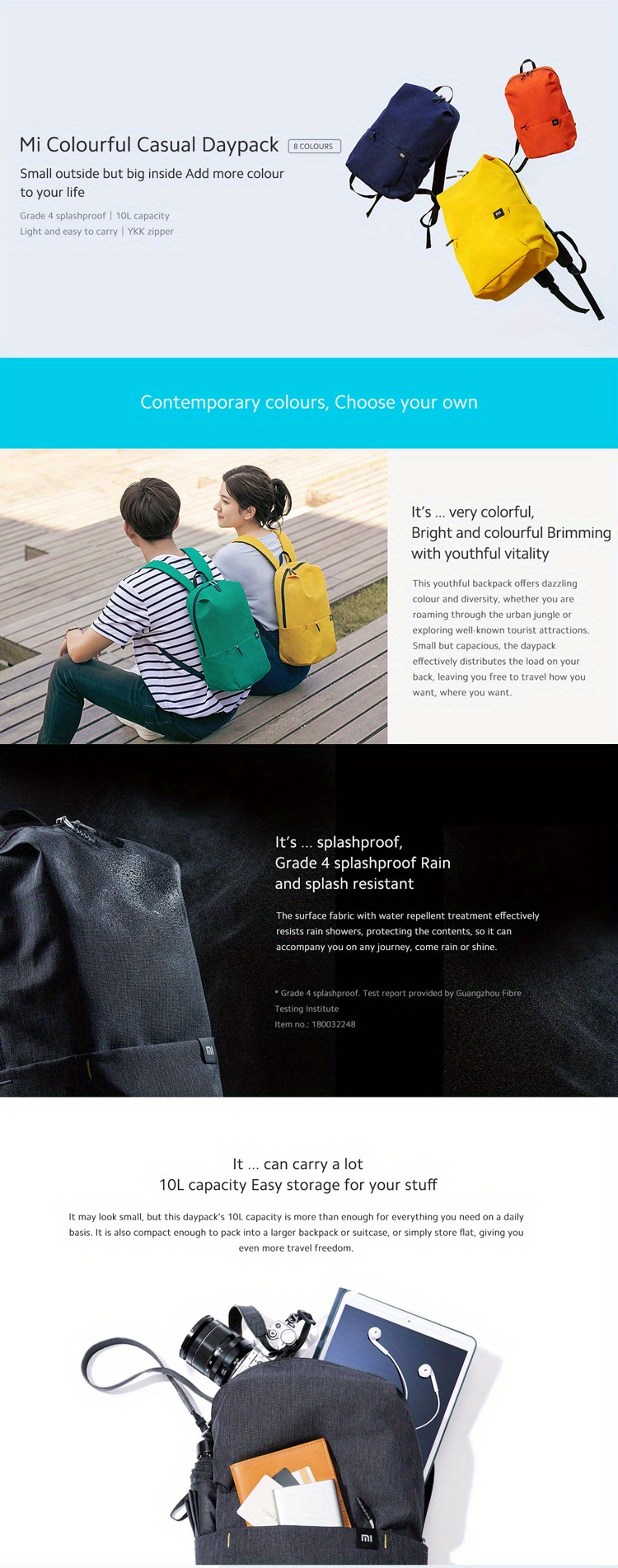 Xiaomi Mochila casual con diseño de patrón a cuadros simple, clásico,  versátil, a prueba de salpicaduras, mochila de viaje duradera, se adapta a  portátiles de hasta 15 pulgadas : Electrónica 