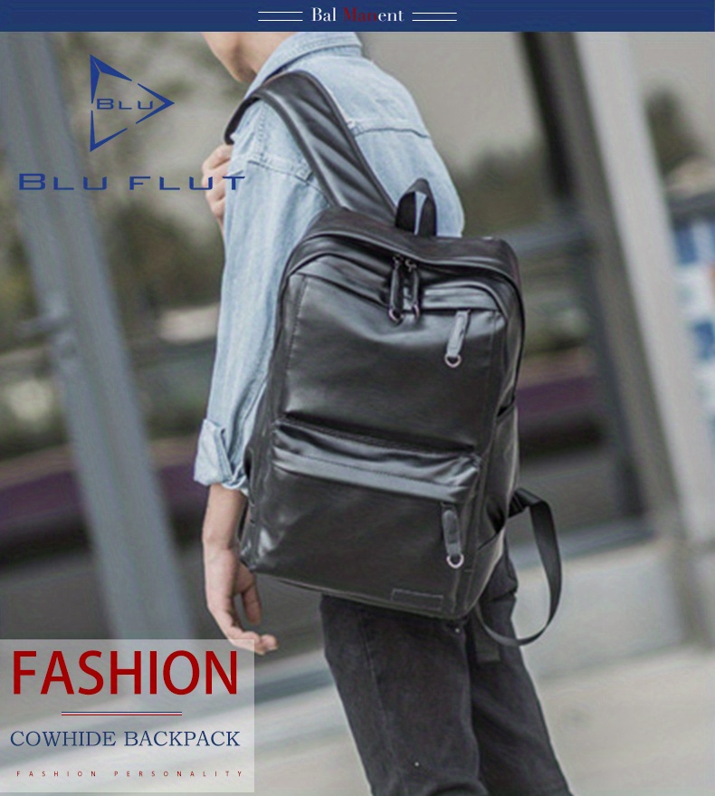 Blu Flut Men's Backpack, Vintage Simple Leather Large Capacity Backpack,  Casual Outdoor Travel Backpack, Men's Laptop Backpack - Temu