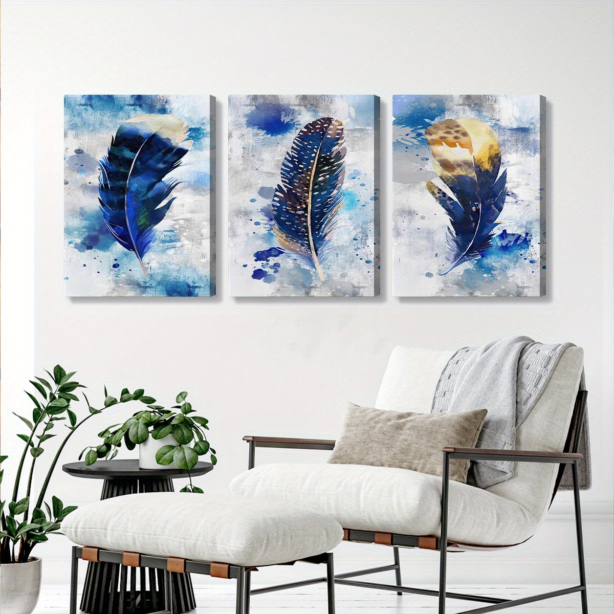 Wall Mural Blue Feathers 