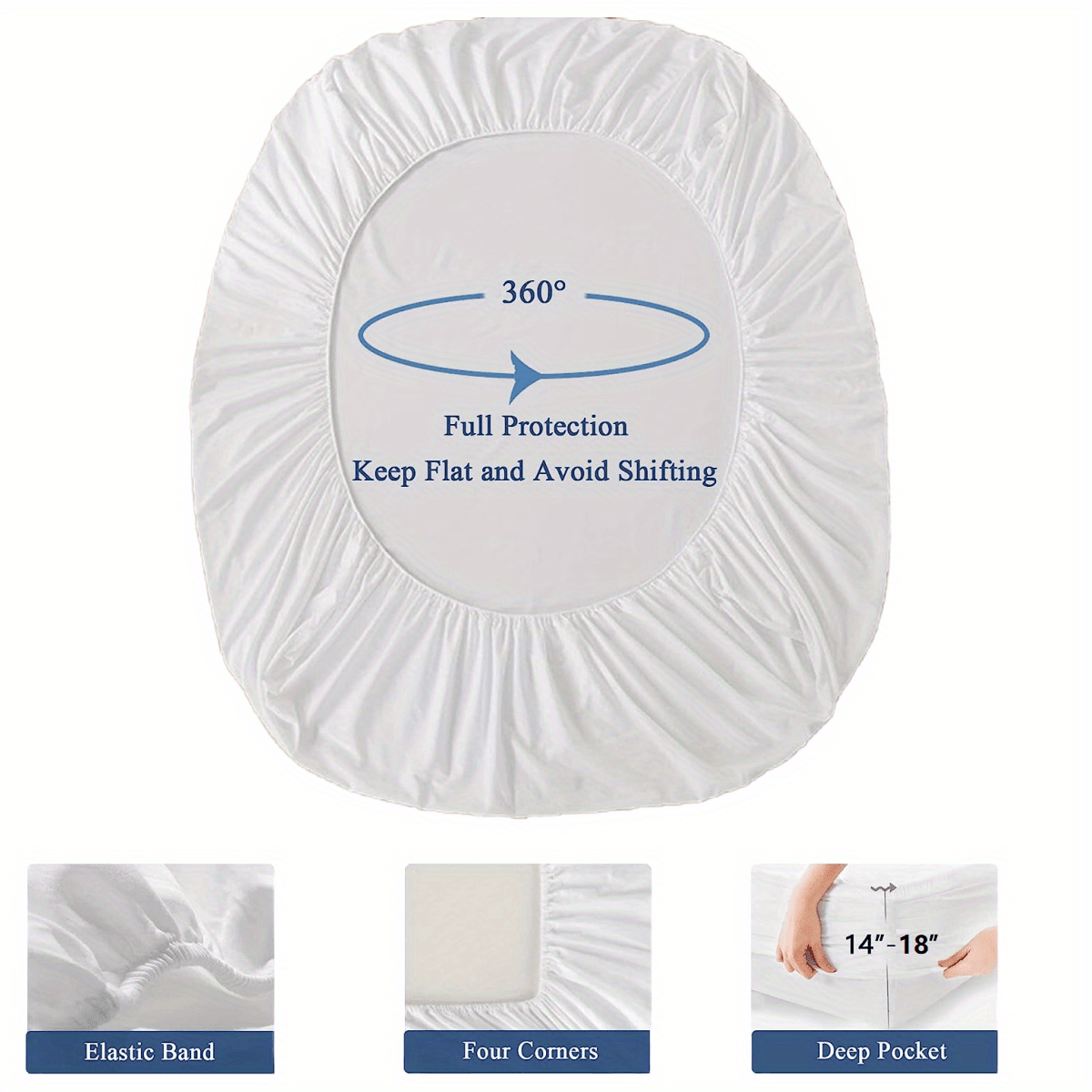 100% Cotton Terry Waterproof Mattress Protector Mattress Cover,  Hypoallergenic Premium White Cotton Terry Covers Fitted Sheet For Bedroom  Hotel Dorm - Temu