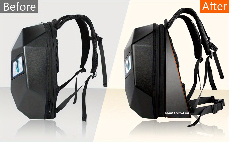 Crelander moto sac à dos extensible casque pour ordinateur portable LED, 3D  hardshell étanche sac à dos d'équitation , sac de voyage dynamique pixel