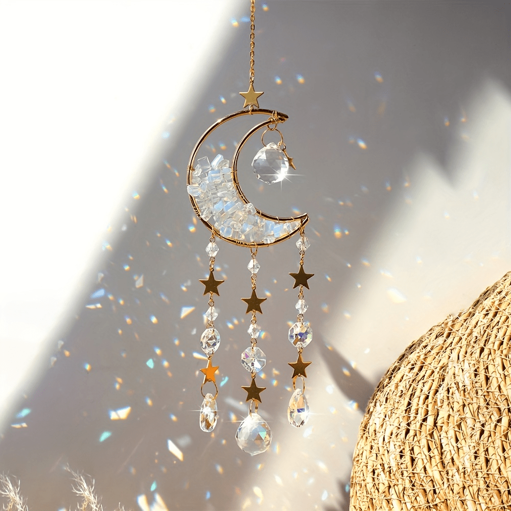 Magnifique Crystal Moon Star Suncatcher - Ajoutez un arc-en-ciel de fenêtre  magique à votre chambre de jardin et plus encore!