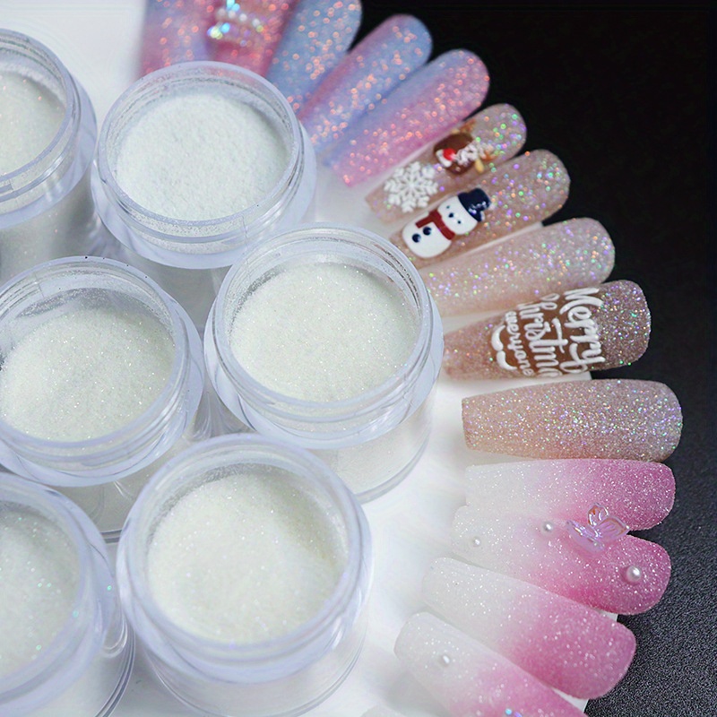 White Glitter Sugar Sand Nail Powder Shiny Acrylic Pigment Dust