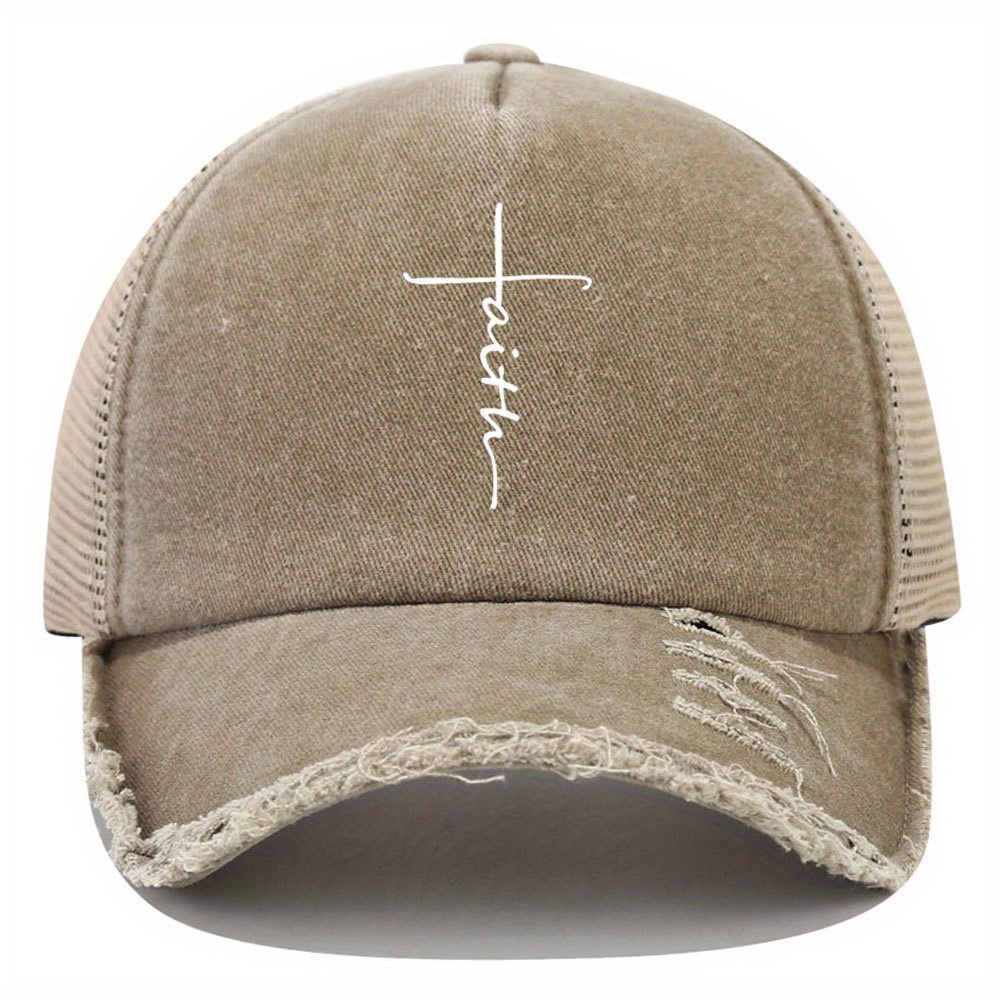 Faith Cross Embroidery Baseball Unisex Solid Color - Temu