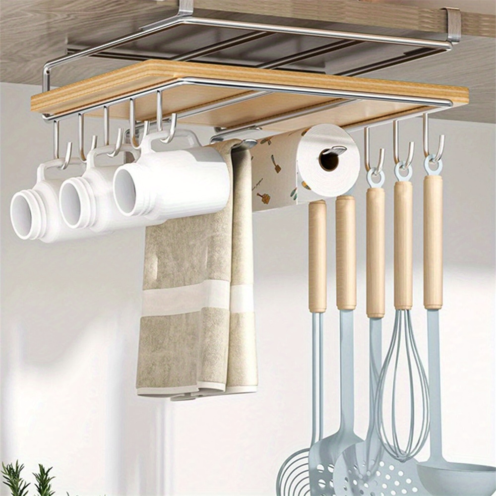 1pc Home Kitchen Storage Rack With Layers For Seasoning And Hanging Basket  For Organizing Without Drilling