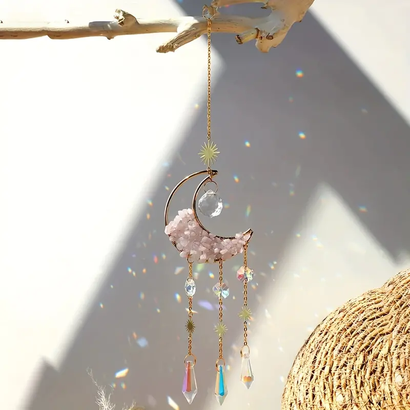 Crystal Suncatchers Hanging Wind Chime Style Garden Light Catcher Rainbow  Maker Main Plaqué Or Light Catcher