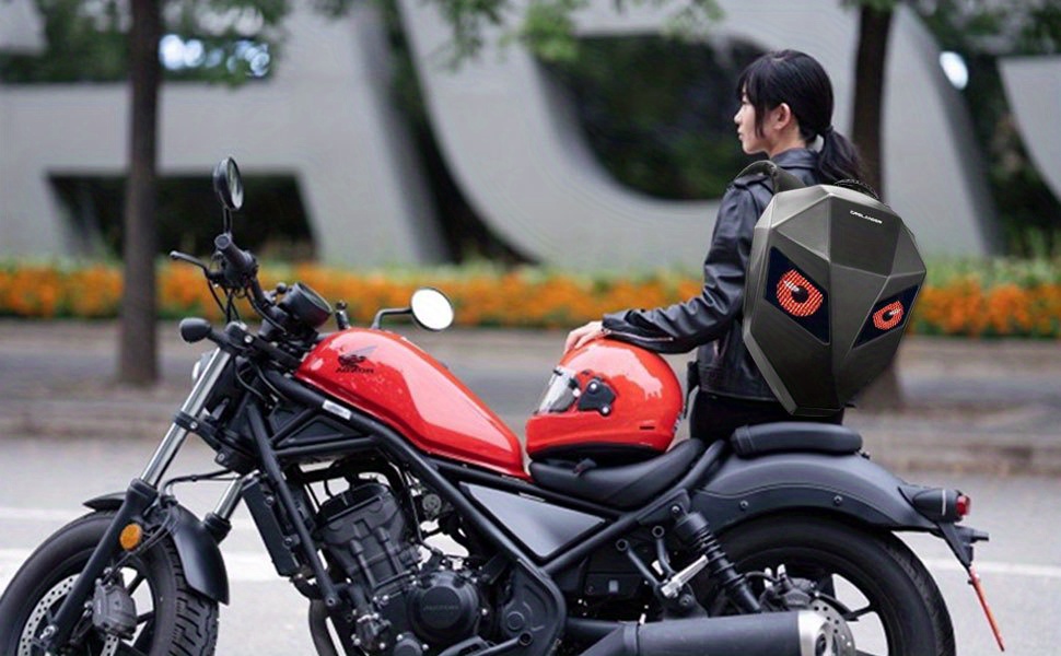 Crelander moto sac à dos extensible casque pour ordinateur portable LED, 3D  hardshell étanche sac à dos d'équitation , sac de voyage dynamique pixel