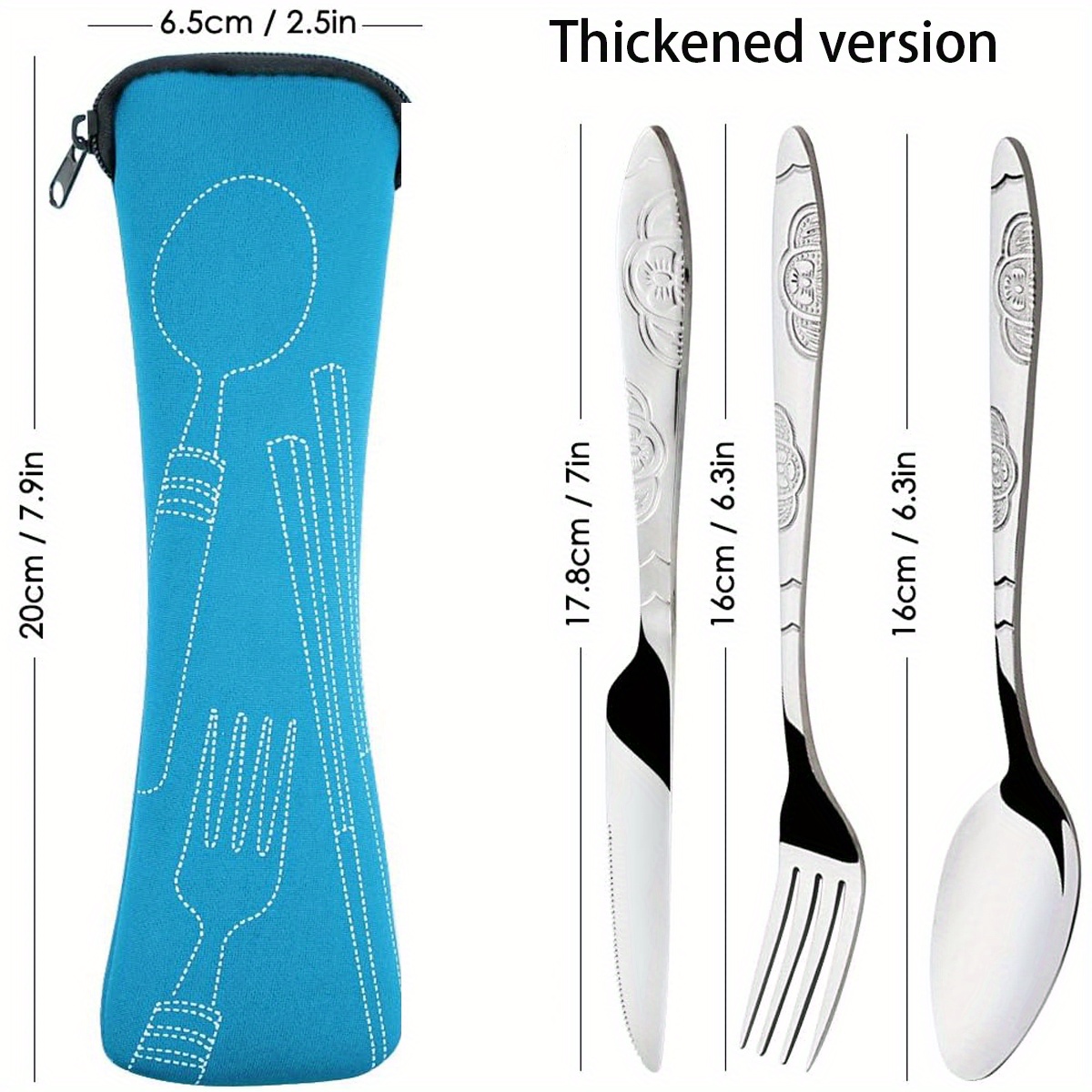 Large Traditional Travel Flatware Set with Steak Knife (Satin Black) –  Forked Again