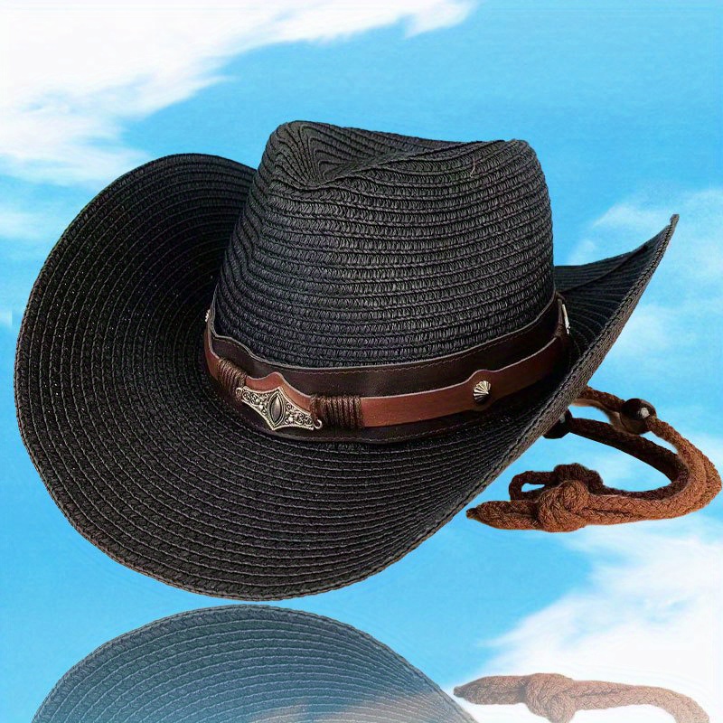 1pc Breathable Sunshade Cowboy Hat With Devils Eye For Outdoor
