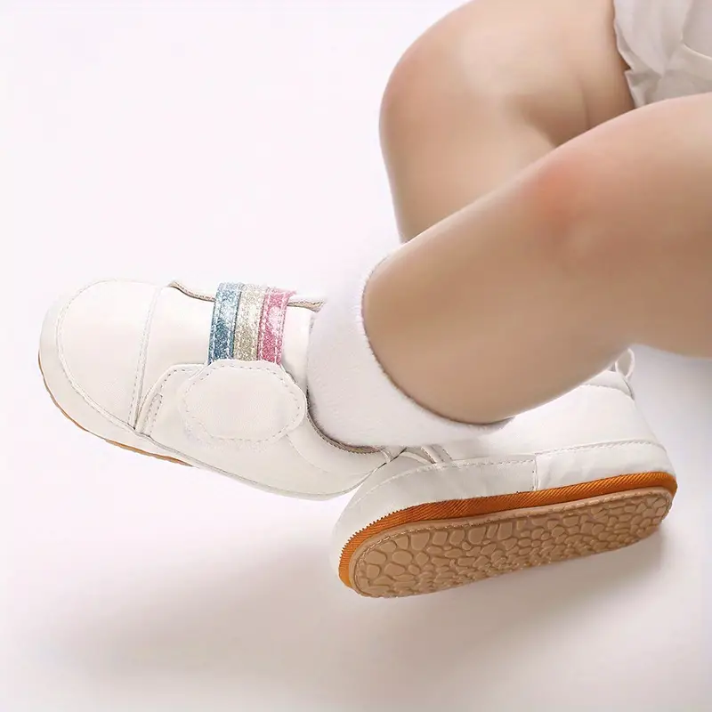 girls baby rainbow hook and loop fastener sneakers lightweight comfy non slip toddler shoes crib shoes details 4