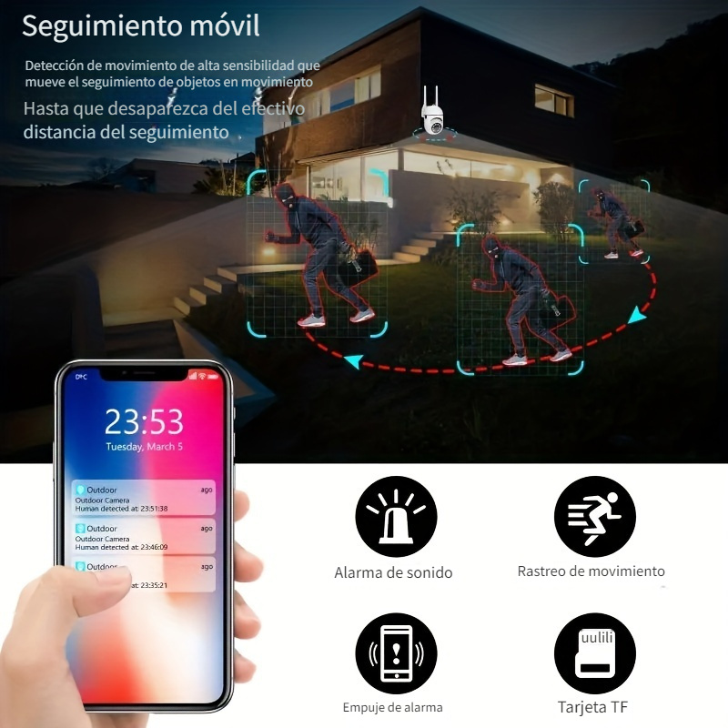 Terleaitor Cámara de Seguridad WiFi Visión Nocturna Vigilancia con  Microfono Mini espía App Control Sensor Movimiento Soporte de Cámara :  .com.mx: Electrónicos