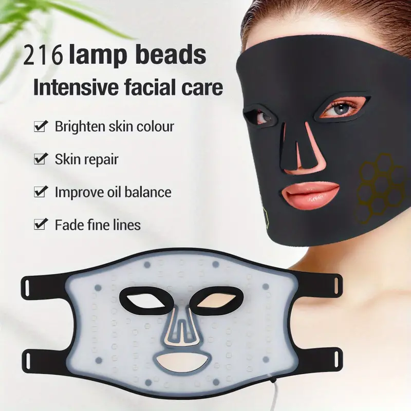 led photon beautuy mask instrument 4 modes 216 lamp beads intensive facial care blue red light for photon mask skin care mask for face and neck skin rejuvenation light therapy facial care mask details 3